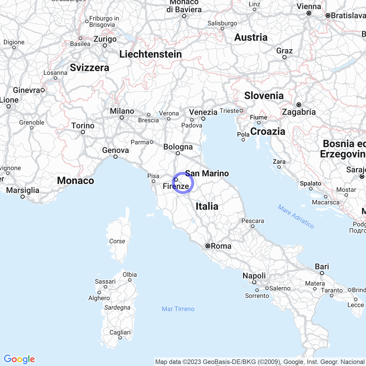 Mappa di Poggio Ai Giubbiani in Reggello