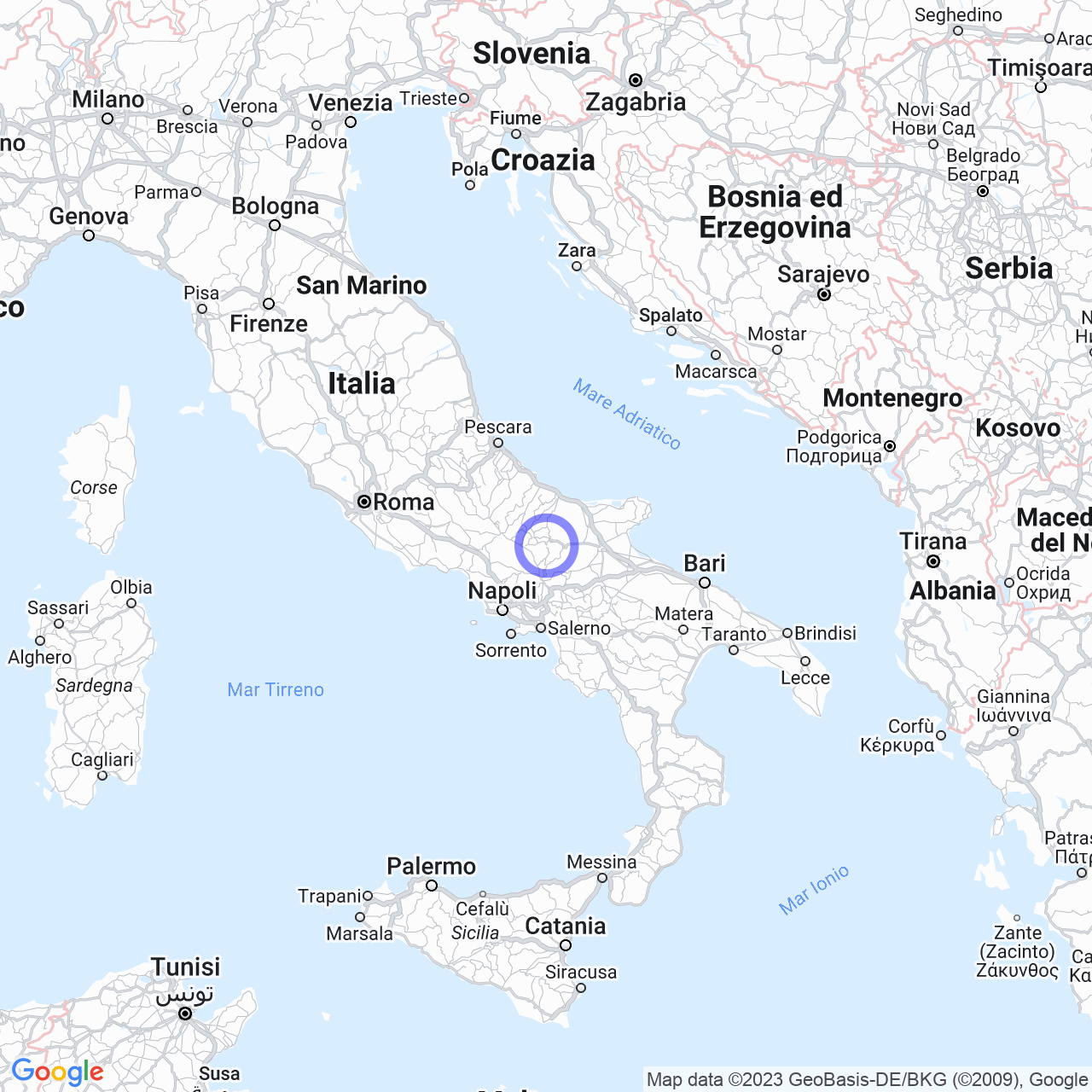 Mappa di Pelato in Riccia