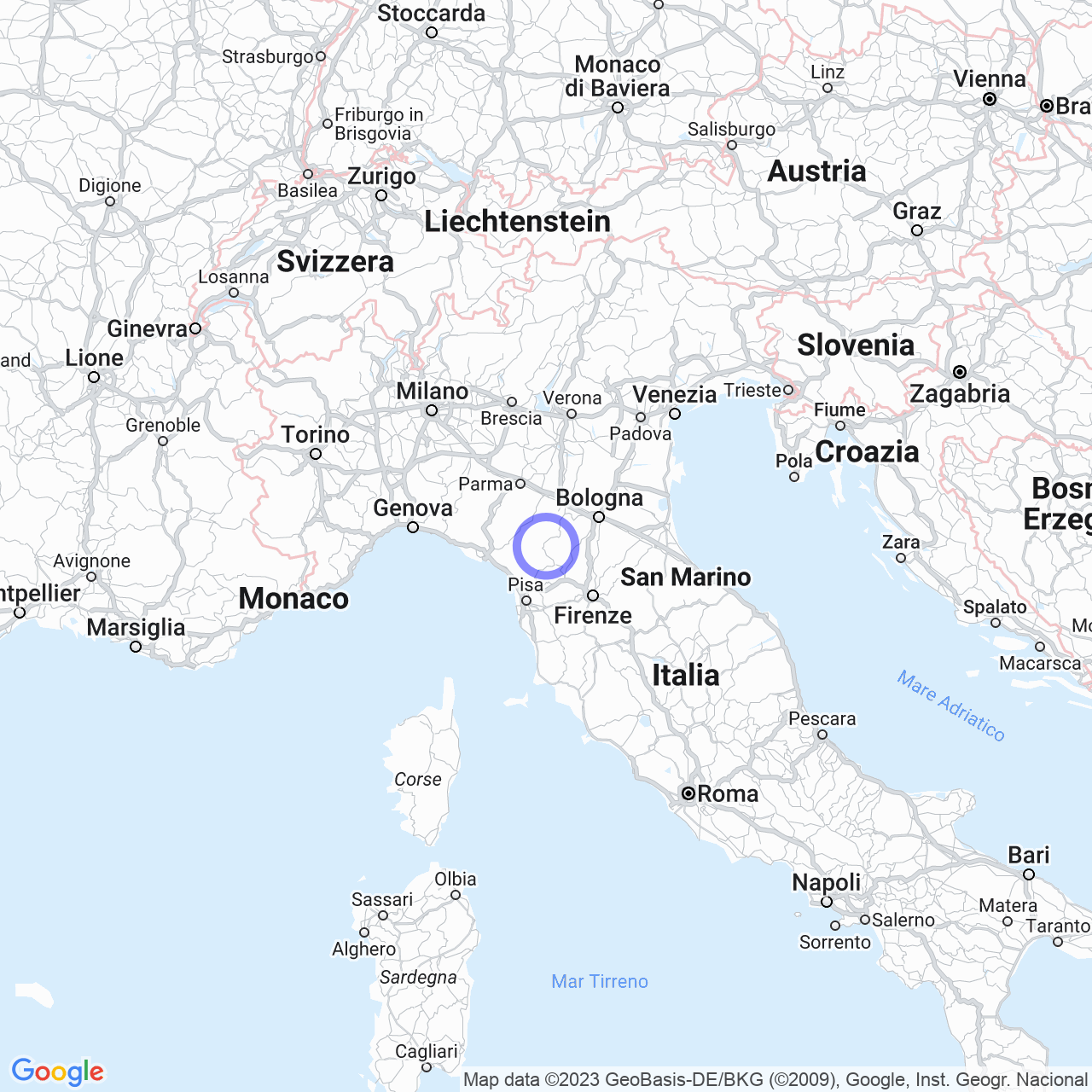 Mappa di Pian D'acciola in Riolunato