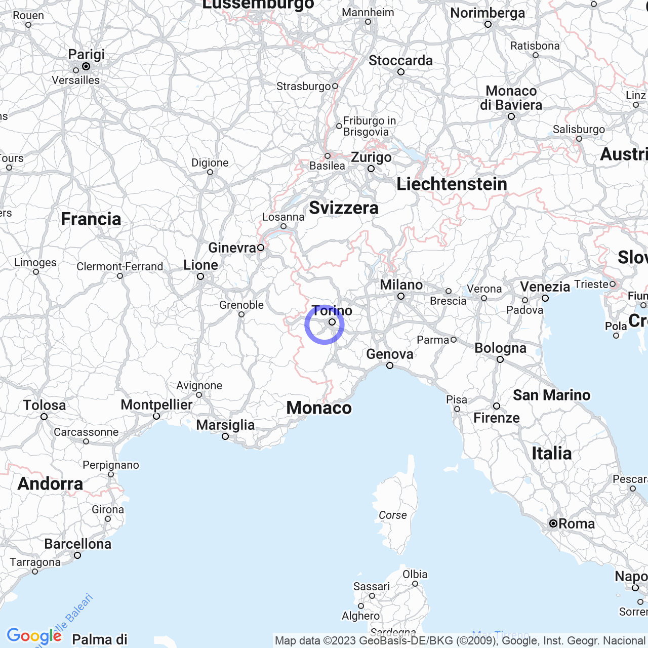 Mappa di Tetti Gabriolotti in Rivalta di Torino