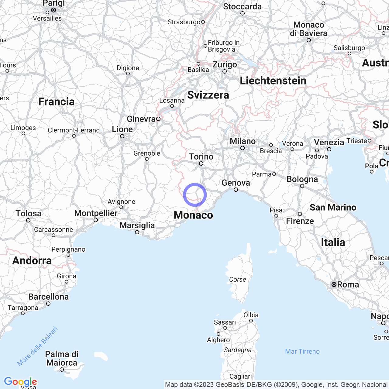 Mappa di Tetto Peire in Roaschia