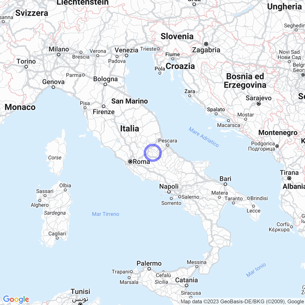 Mappa di Colle Marino in Rocca di Mezzo