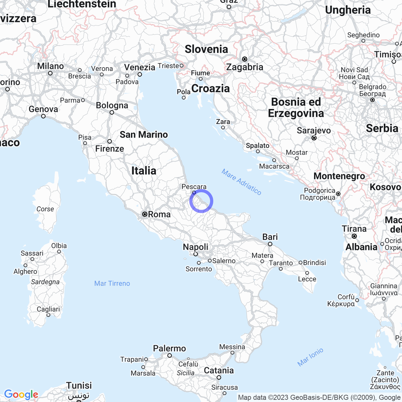 Mappa di Piane Favaro IIi in Rocca San Giovanni