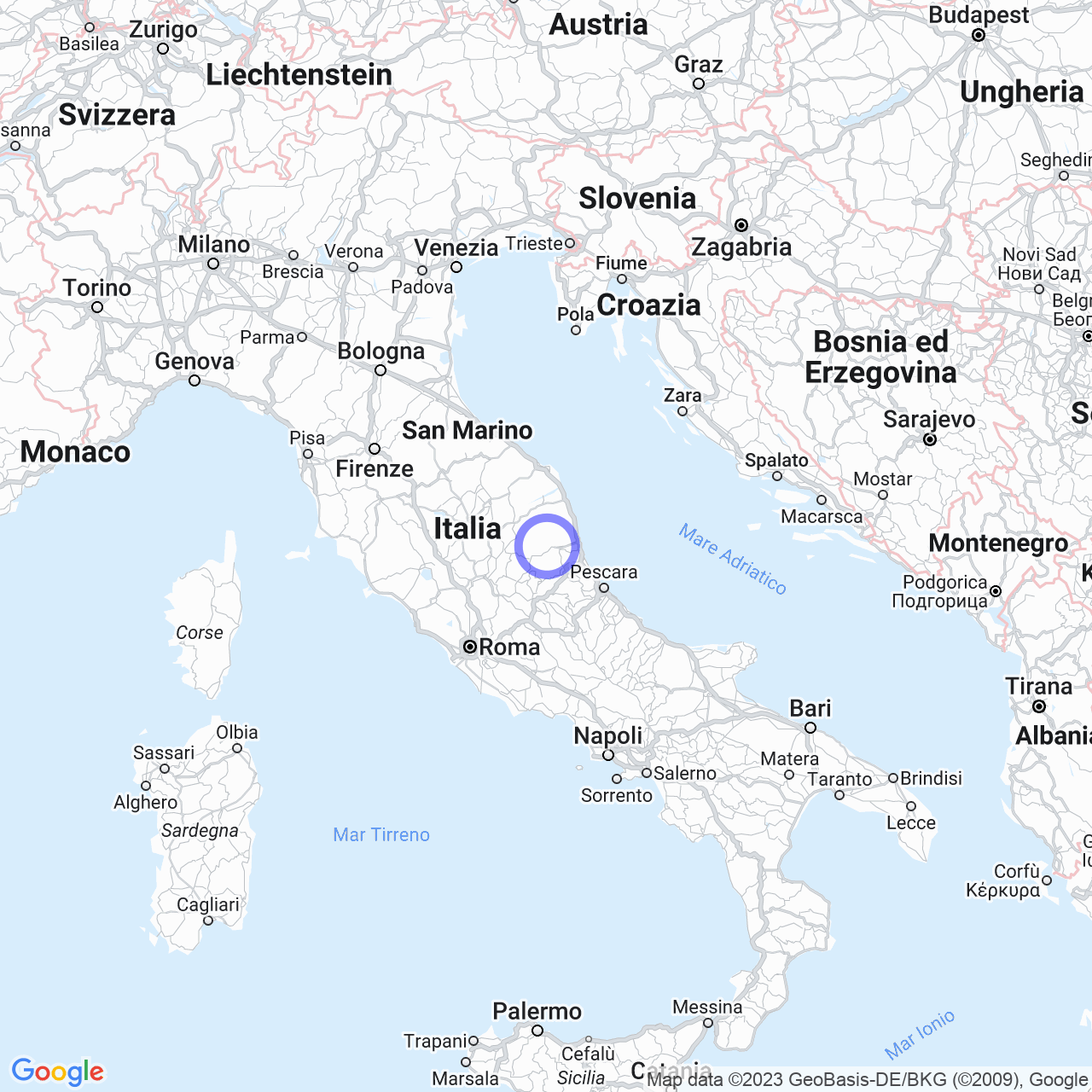 Mappa di Marese in Roccafluvione