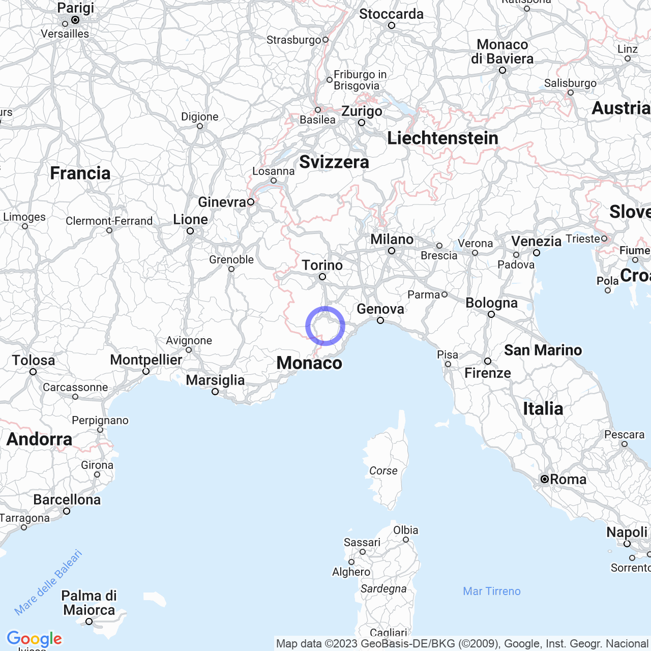 Mappa di Ghirarde in Roccaforte Mondovì