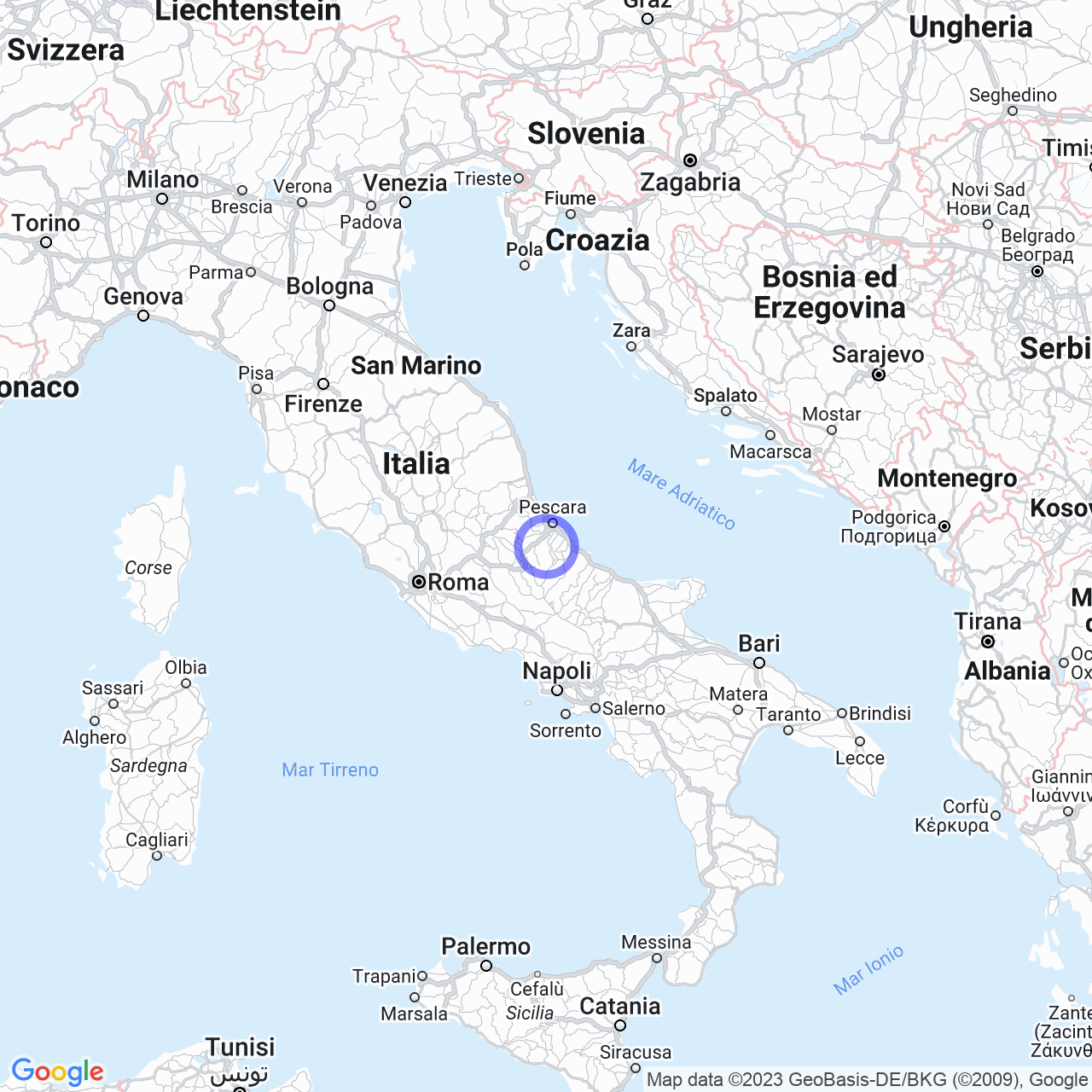 Mappa di Pomaro in Roccamontepiano