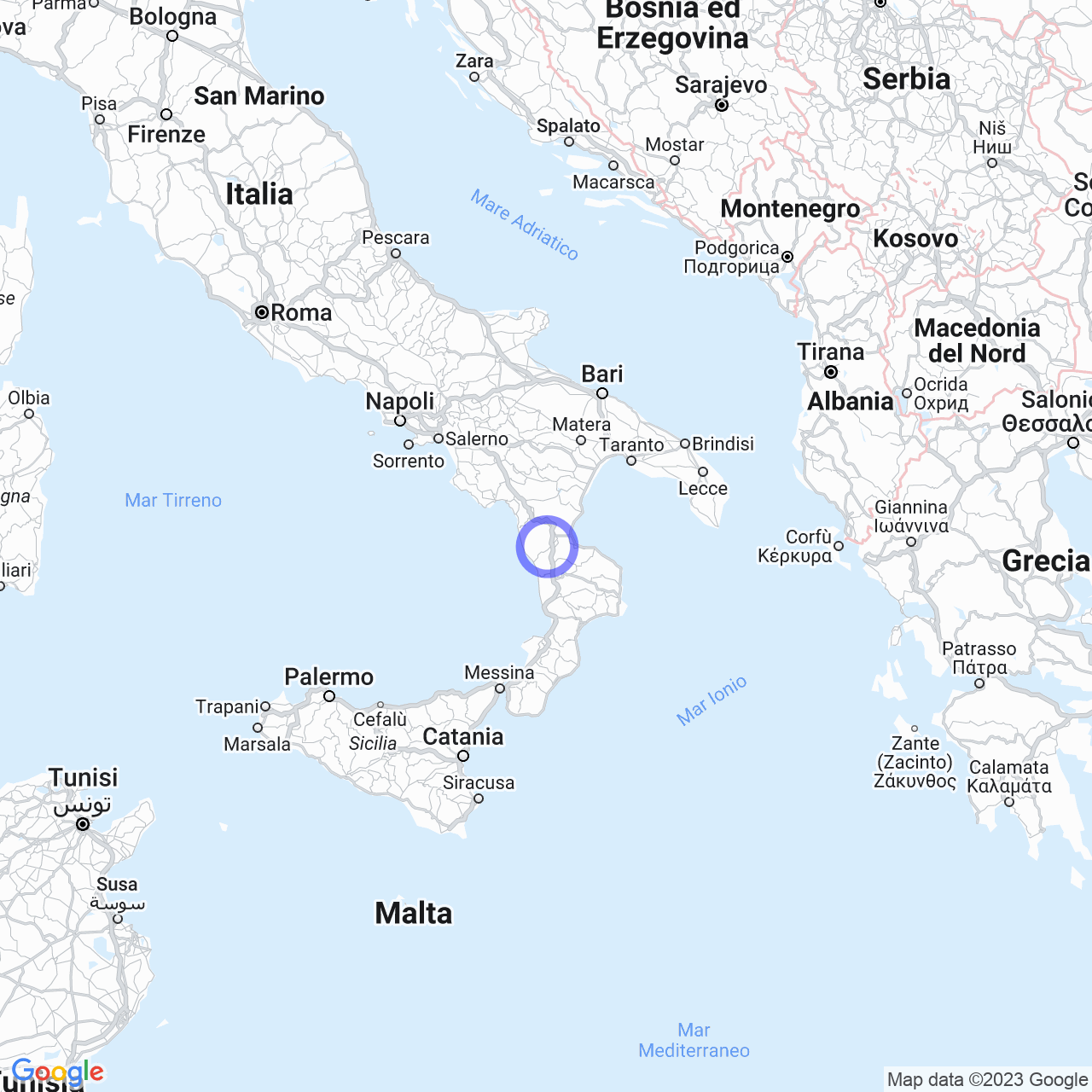 Mappa di Pianette in Roggiano Gravina