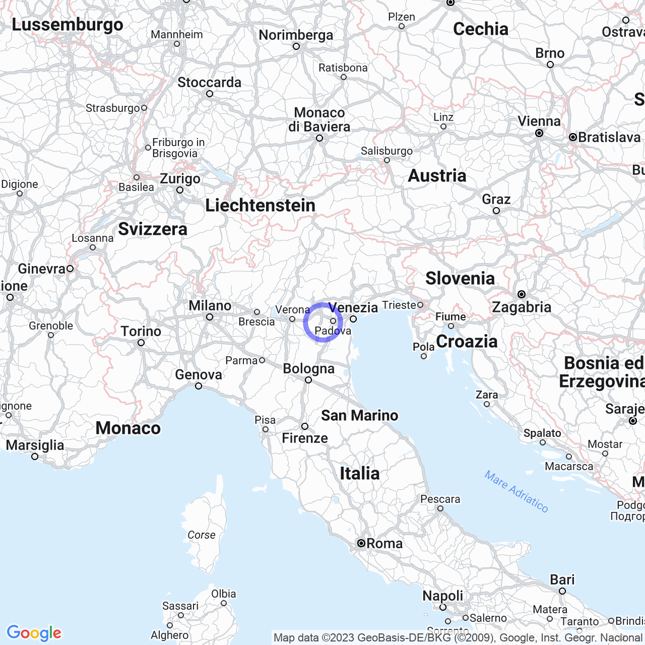 Mappa di Zona Artigianale Cà Marchesa in Rovolon