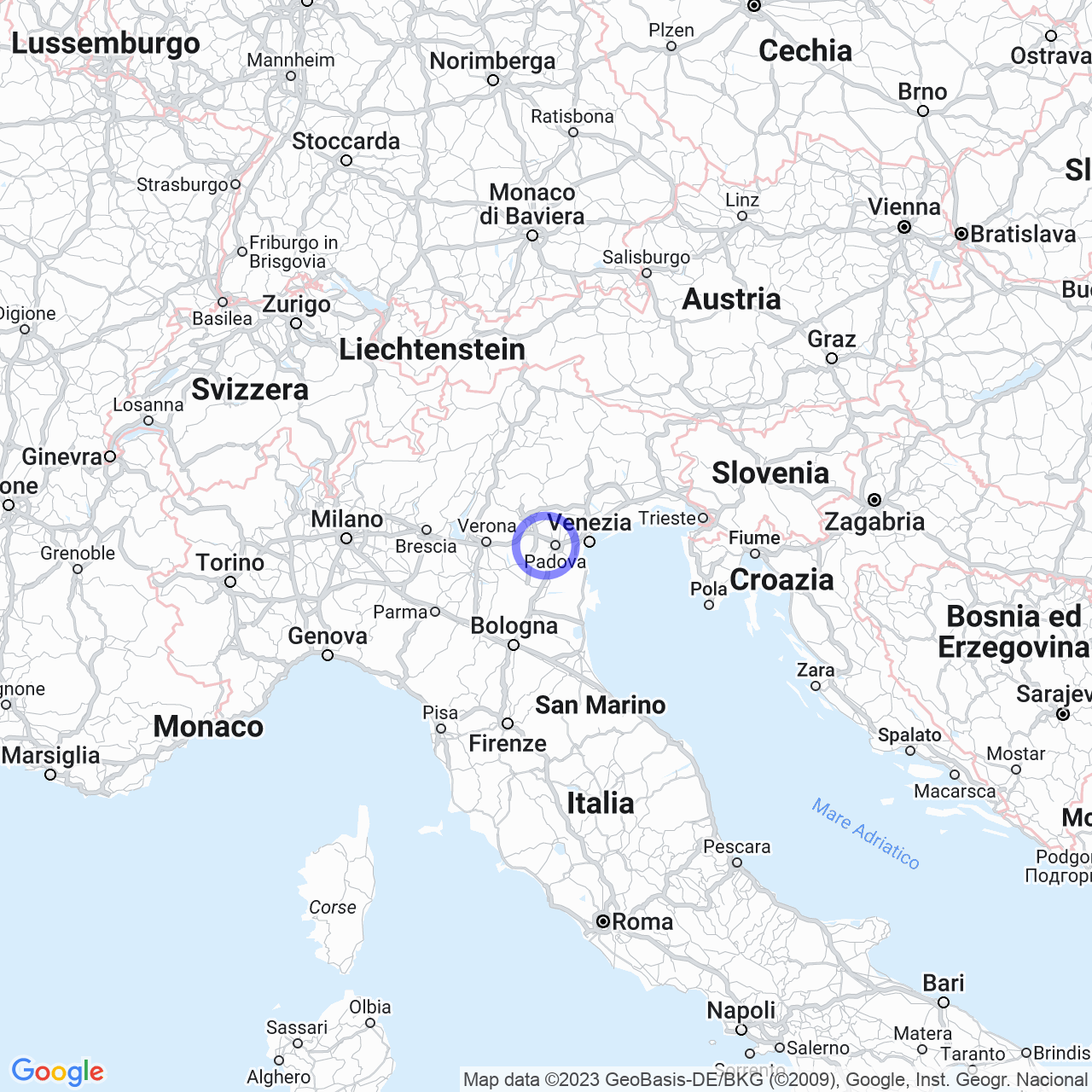 Mappa di Canton Madonna in Saccolongo