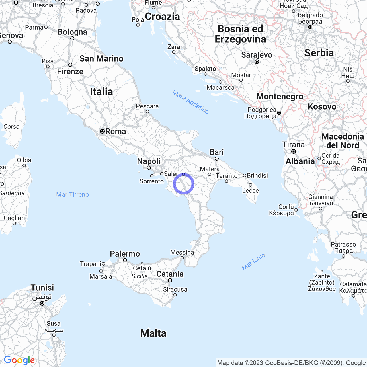 Mappa di Tempone in Sala Consilina