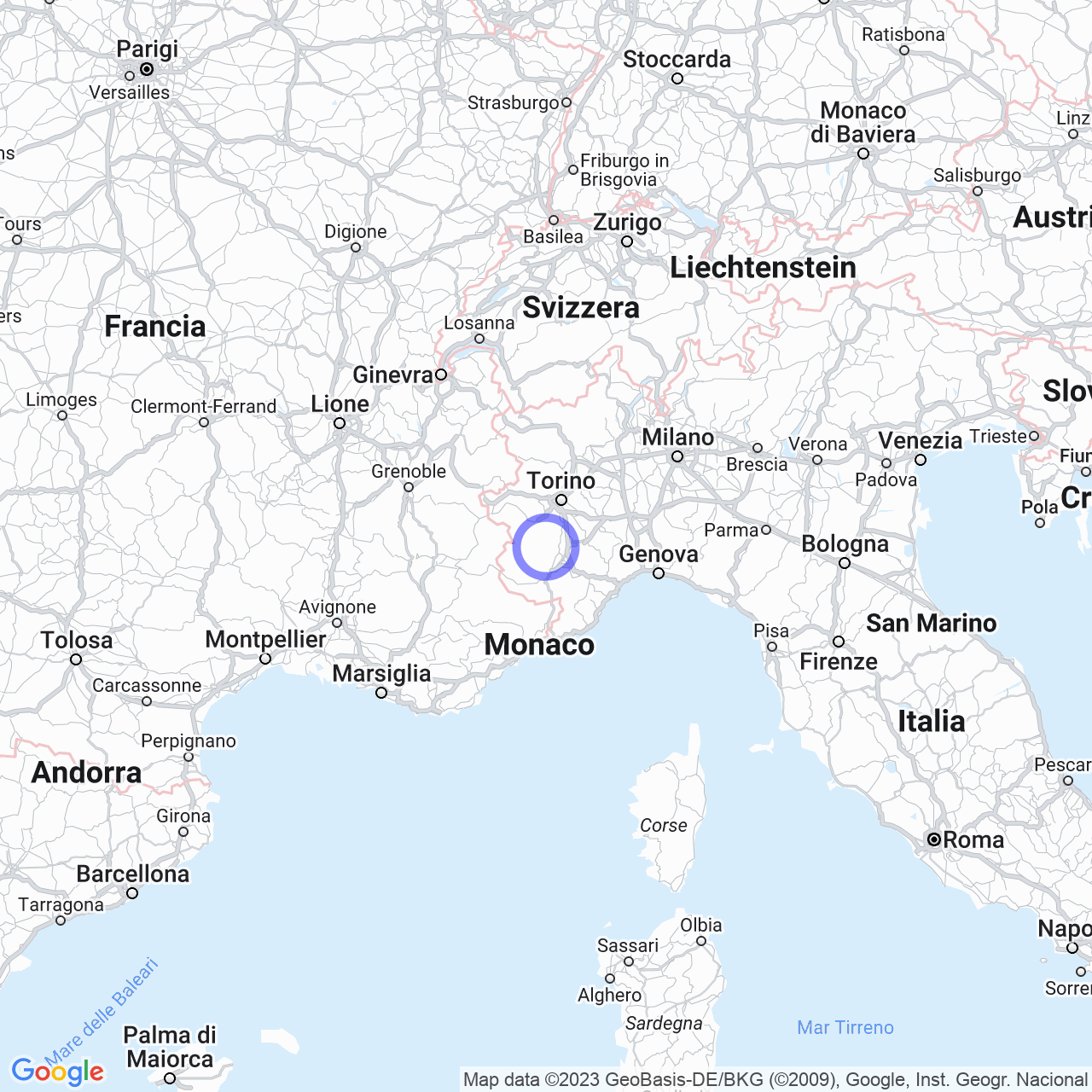 Mappa di Regione Liona in Saluzzo