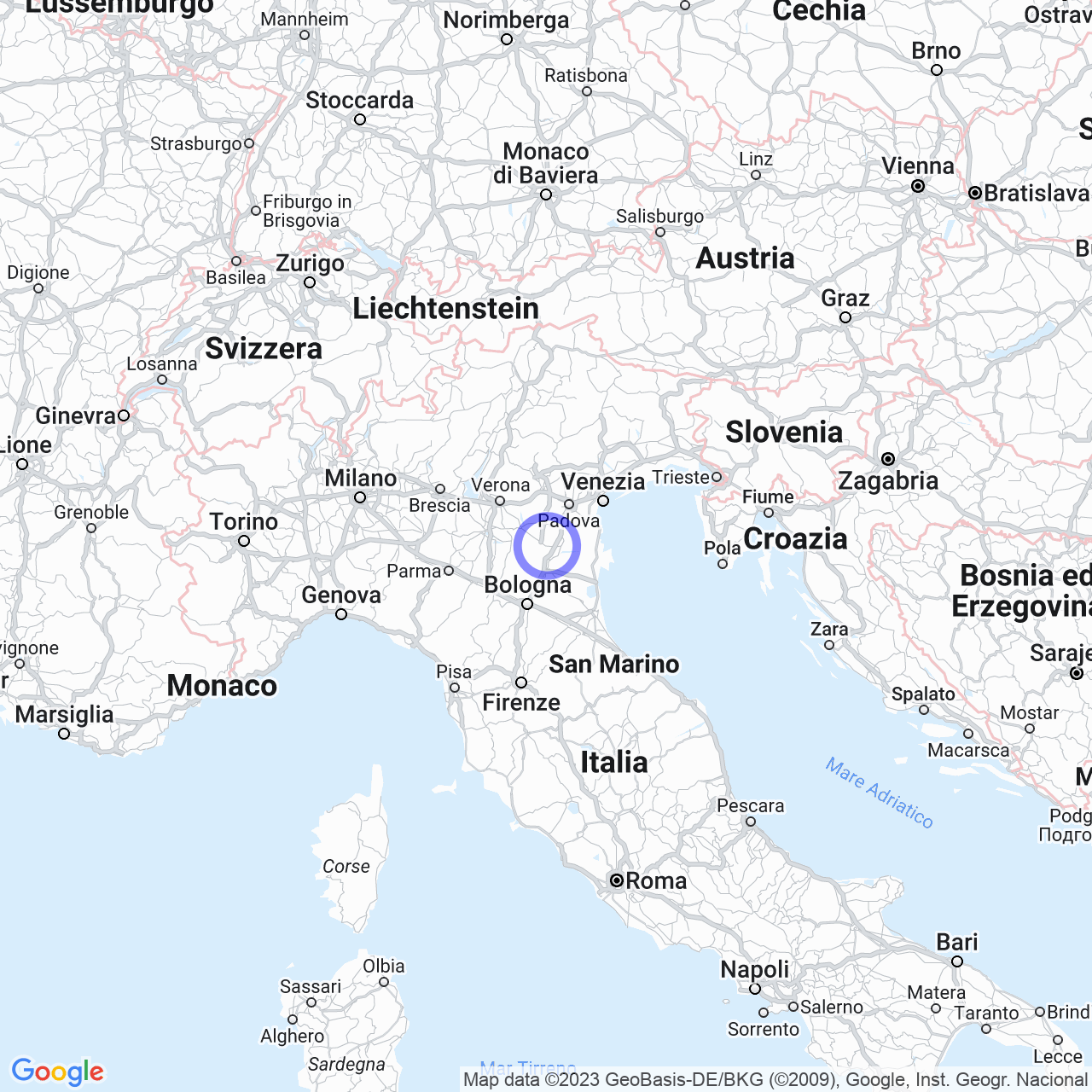 Mappa di Cà Peretto Sud in San Bellino