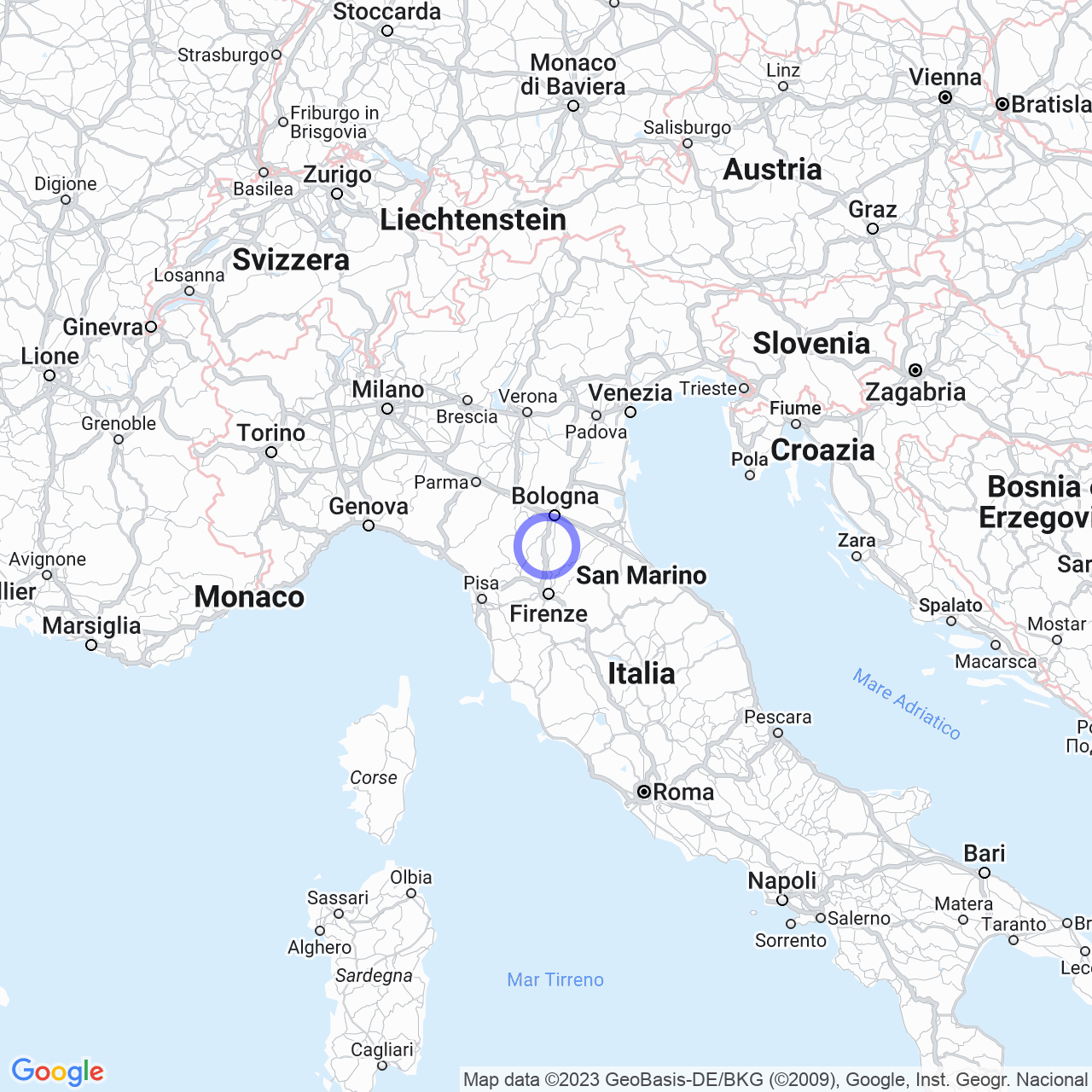 Mappa di Cà Dè Borelli in San Benedetto Val di Sambro