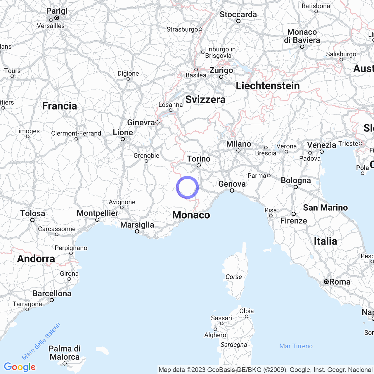 Mappa di Alberti in San Damiano Macra