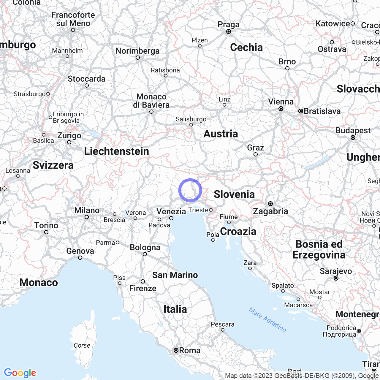 Mappa di Zona Industriale Prosciutti in San Daniele del Friuli