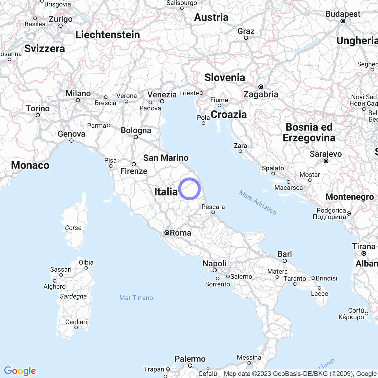 Mappa di Morichella in San Ginesio