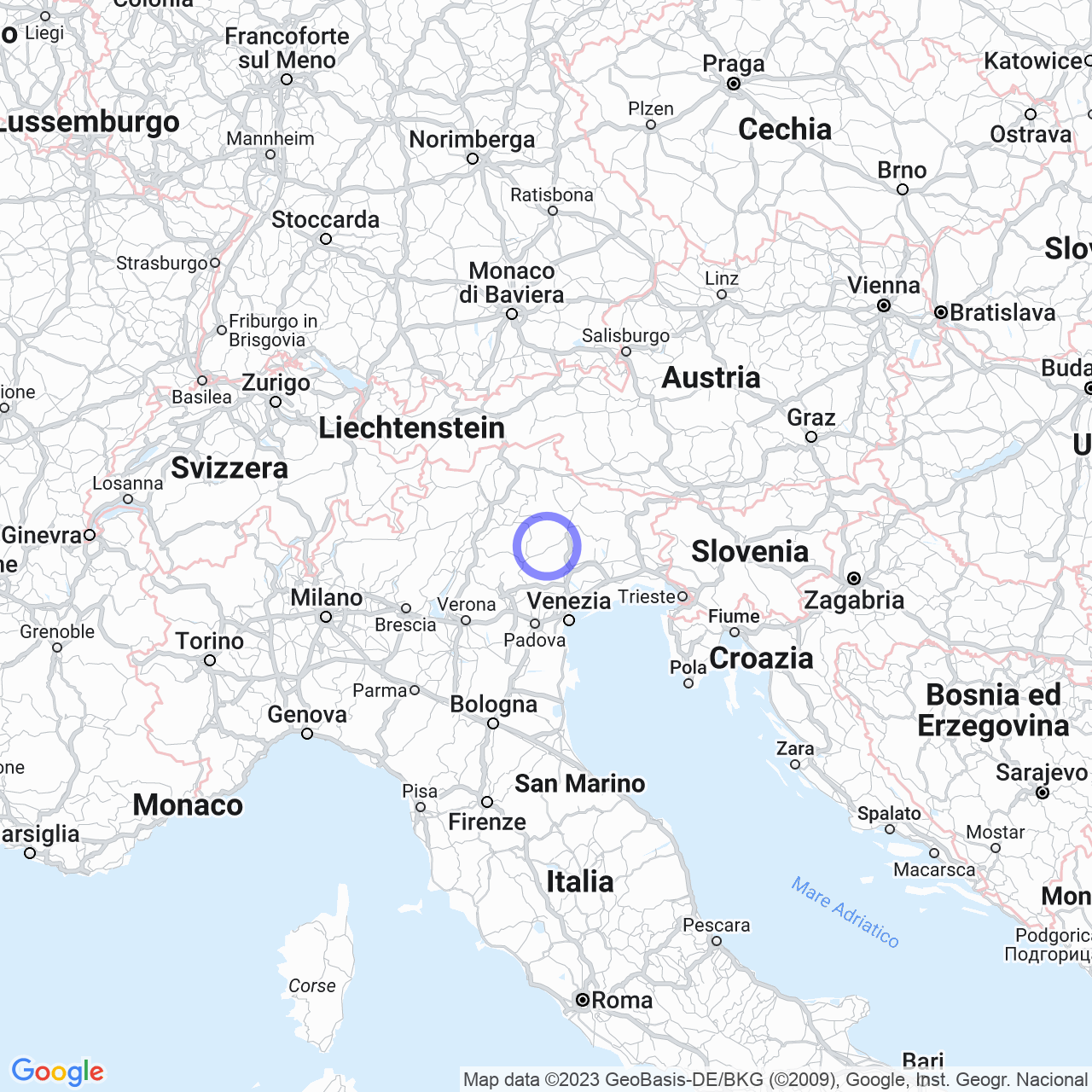 Mappa di Carazzai in San Gregorio nelle Alpi