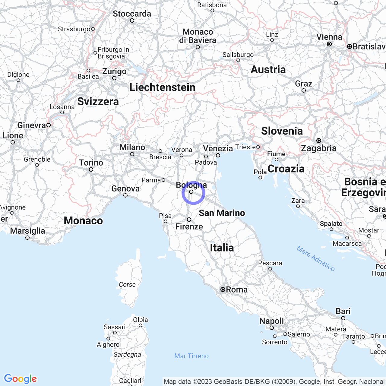 Mappa di Castel dei Britti in San Lazzaro di Savena