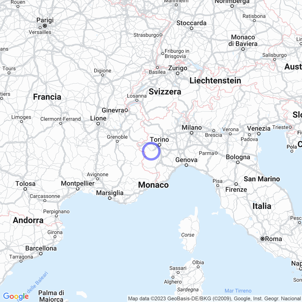 Mappa di Luganera in San Secondo di Pinerolo