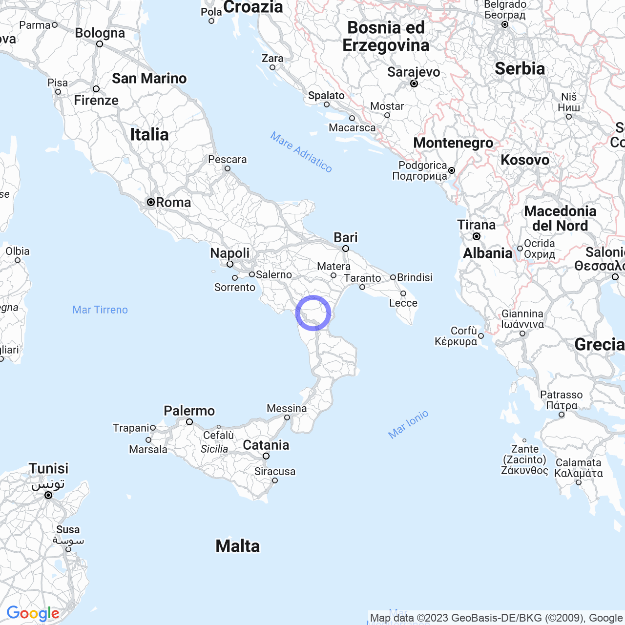 Mappa di Mezzana Cianci in San Severino Lucano