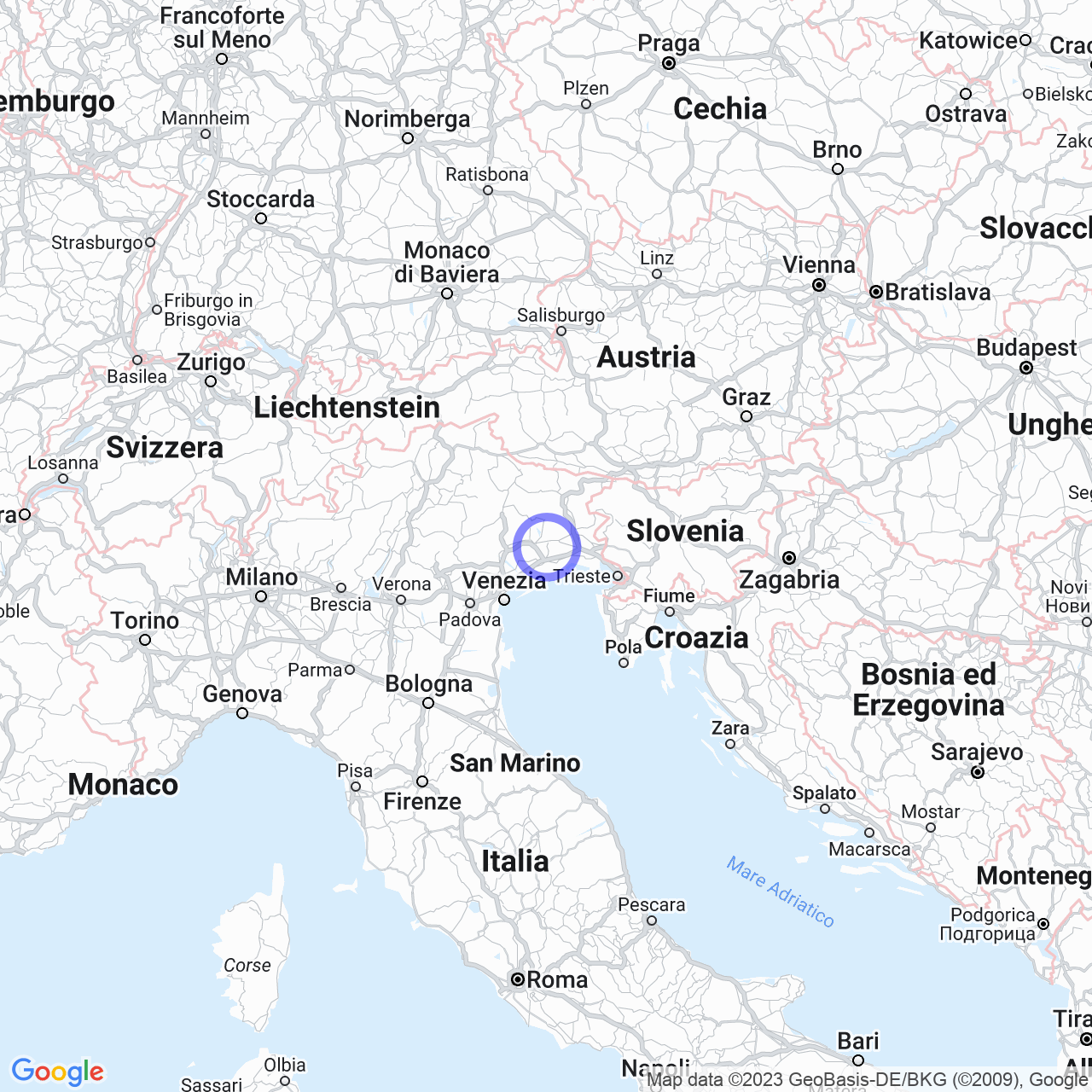 Mappa di Località Ronchs in San Vito al Tagliamento