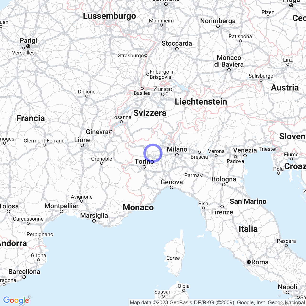 Mappa di Boscazzo in Sandigliano