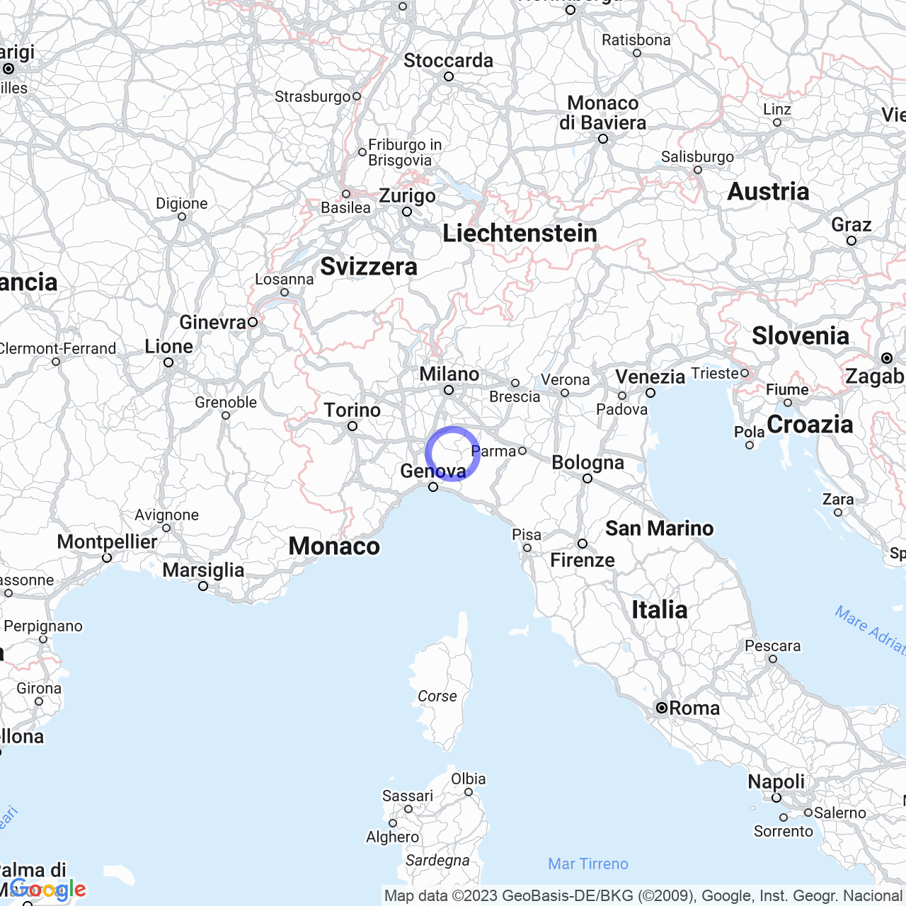 Mappa di Santa Margherita in Santa Margherita di Staffora