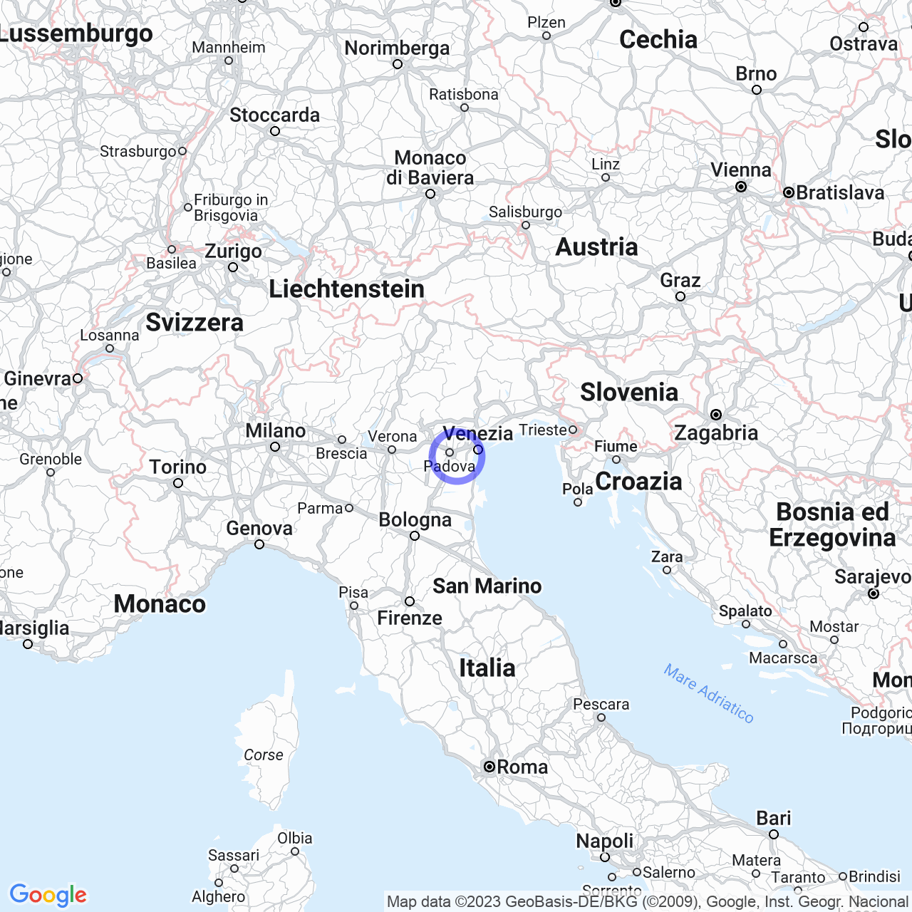 Mappa di Brentasecca-sabbioncello in Saonara