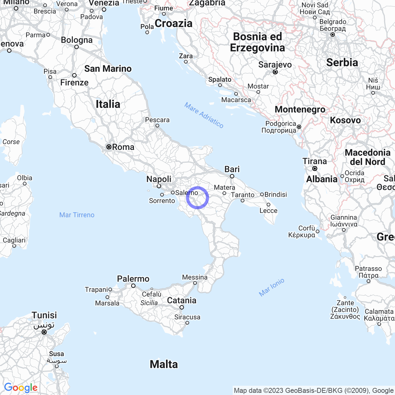 Mappa di Contrada Vigna La Noce in Satriano di Lucania