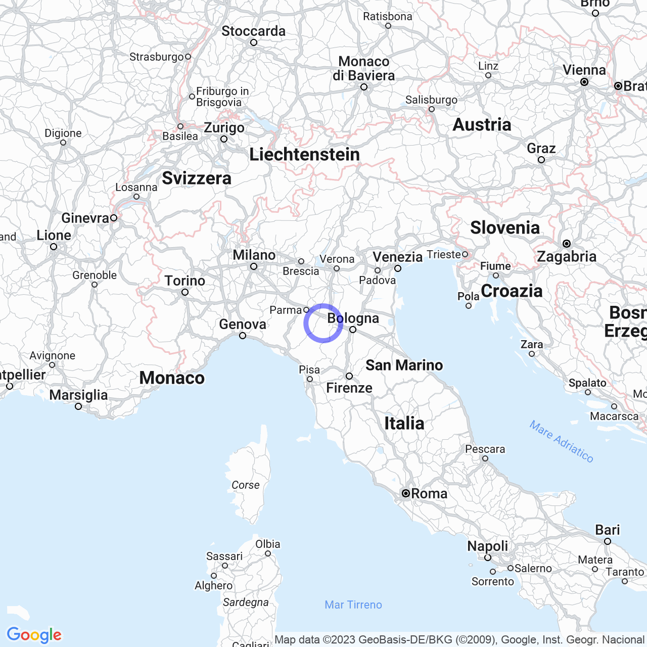 Mappa di Cà Dè Caroli in Scandiano