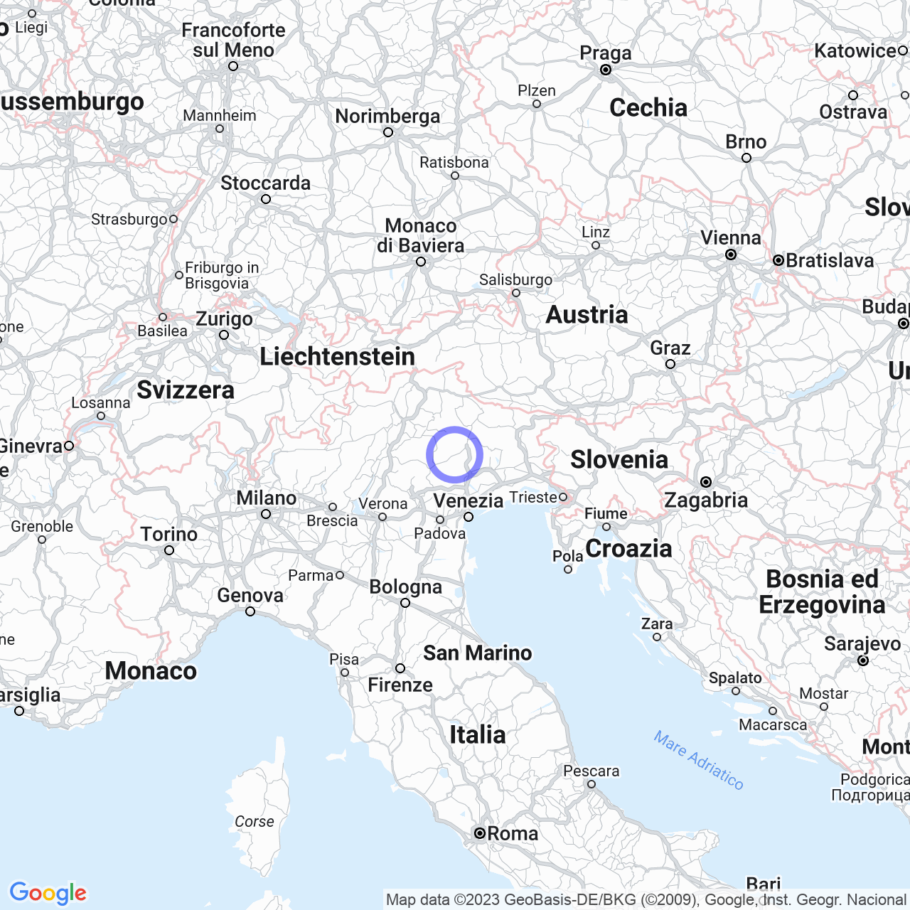 Mappa di Località Produttiva Gresal in Sedico