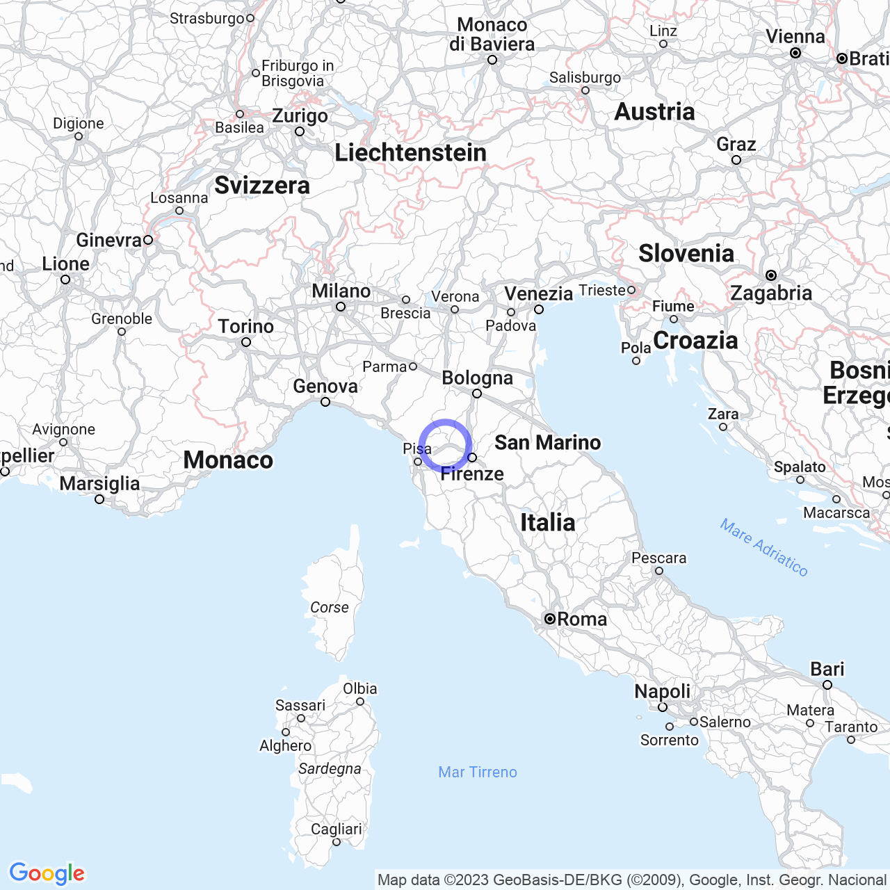 Mappa di Pierucciani in Serravalle Pistoiese