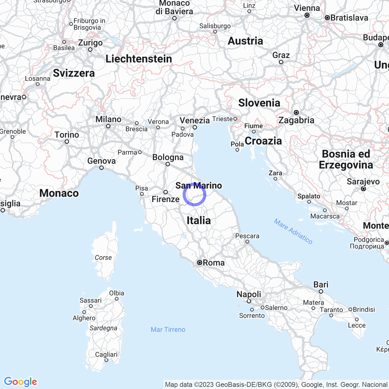 Mappa di Monterone in Sestino