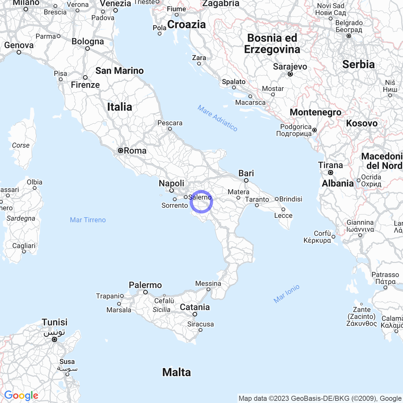 Mappa di Terranova in Sicignano degli Alburni