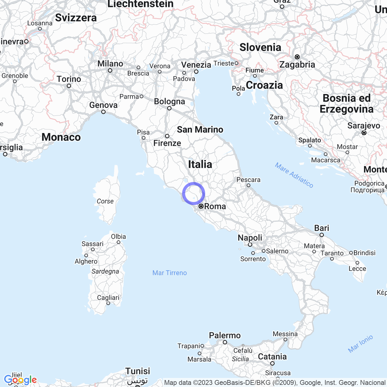 Mappa di Colle diana in Sutri