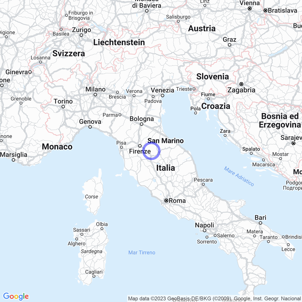 Mappa di Faltona in Talla