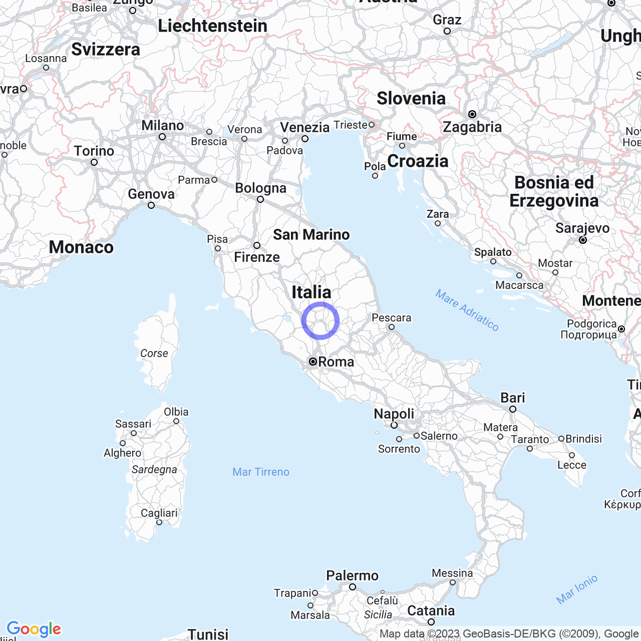 Mappa di Pietrara in Terni