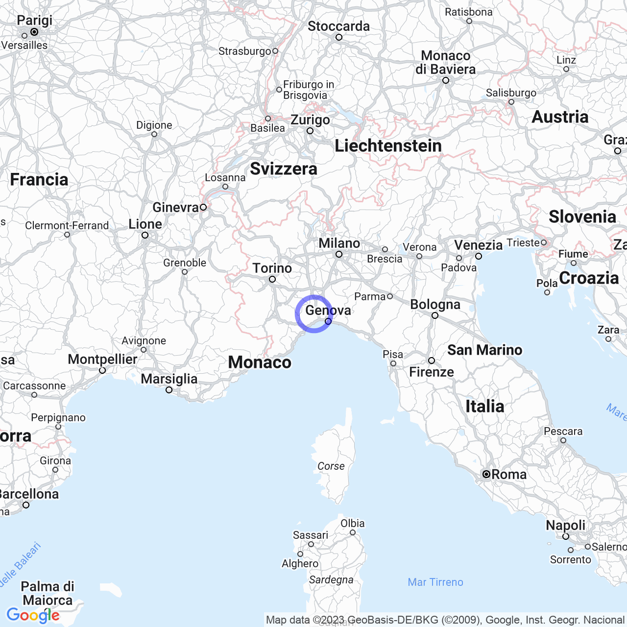 Mappa di Monterosa in Tiglieto