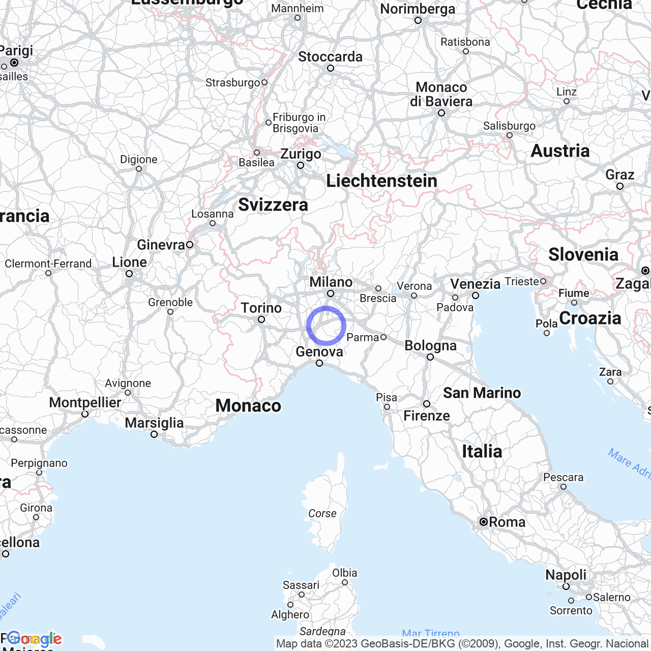 Mappa di Pragate in Torrazza Coste