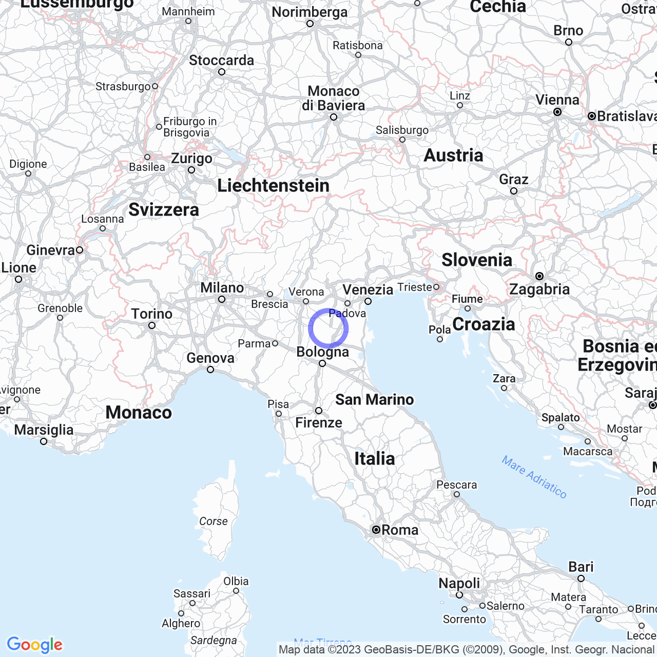 Mappa di Cuoghe in Trecenta