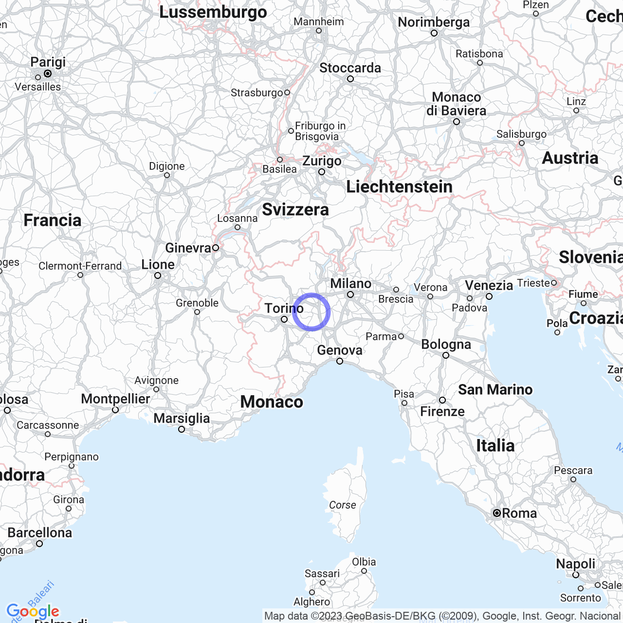 Mappa di LocalitÓ Produttiva Centrale in Trino