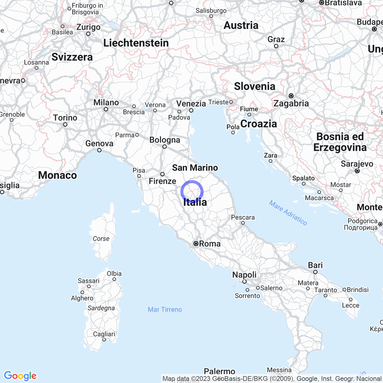 Mappa di Montecastelli in Umbertide