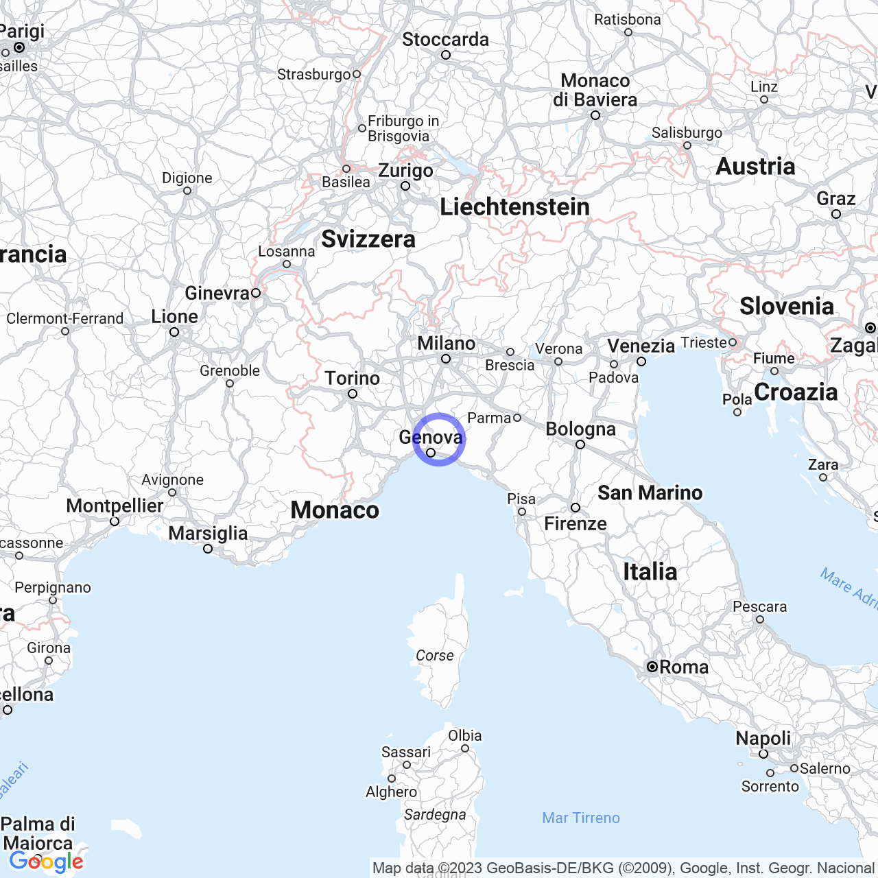 Mappa di Frassinello in Valbrevenna