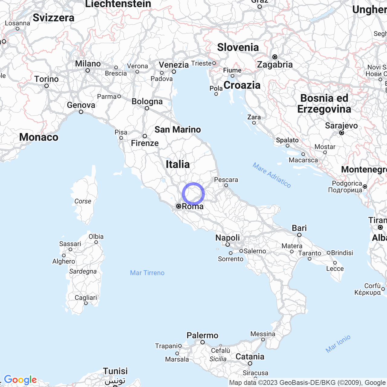 Varco Sabino: a village in the mountains of Lazio. map