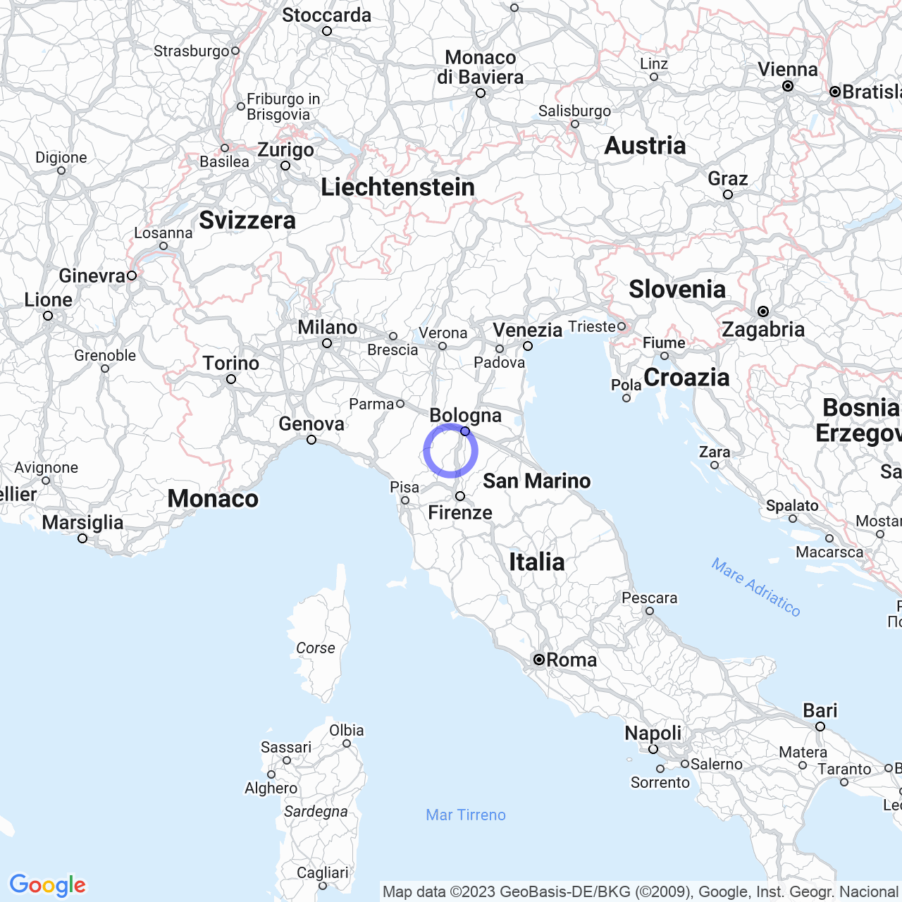 Mappa di Carboncina in Vergato