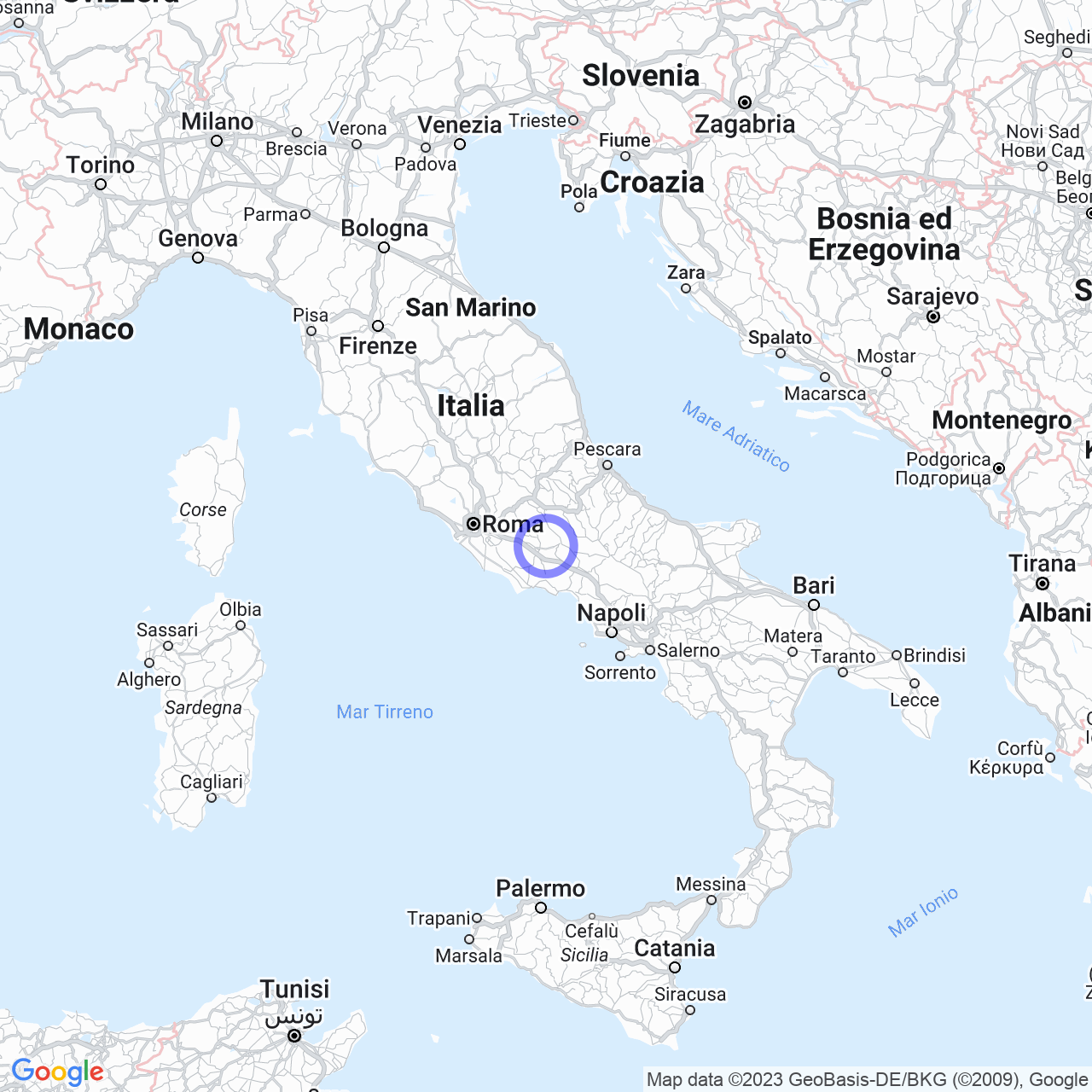 Mappa di Santa Maria Amaseno in Veroli