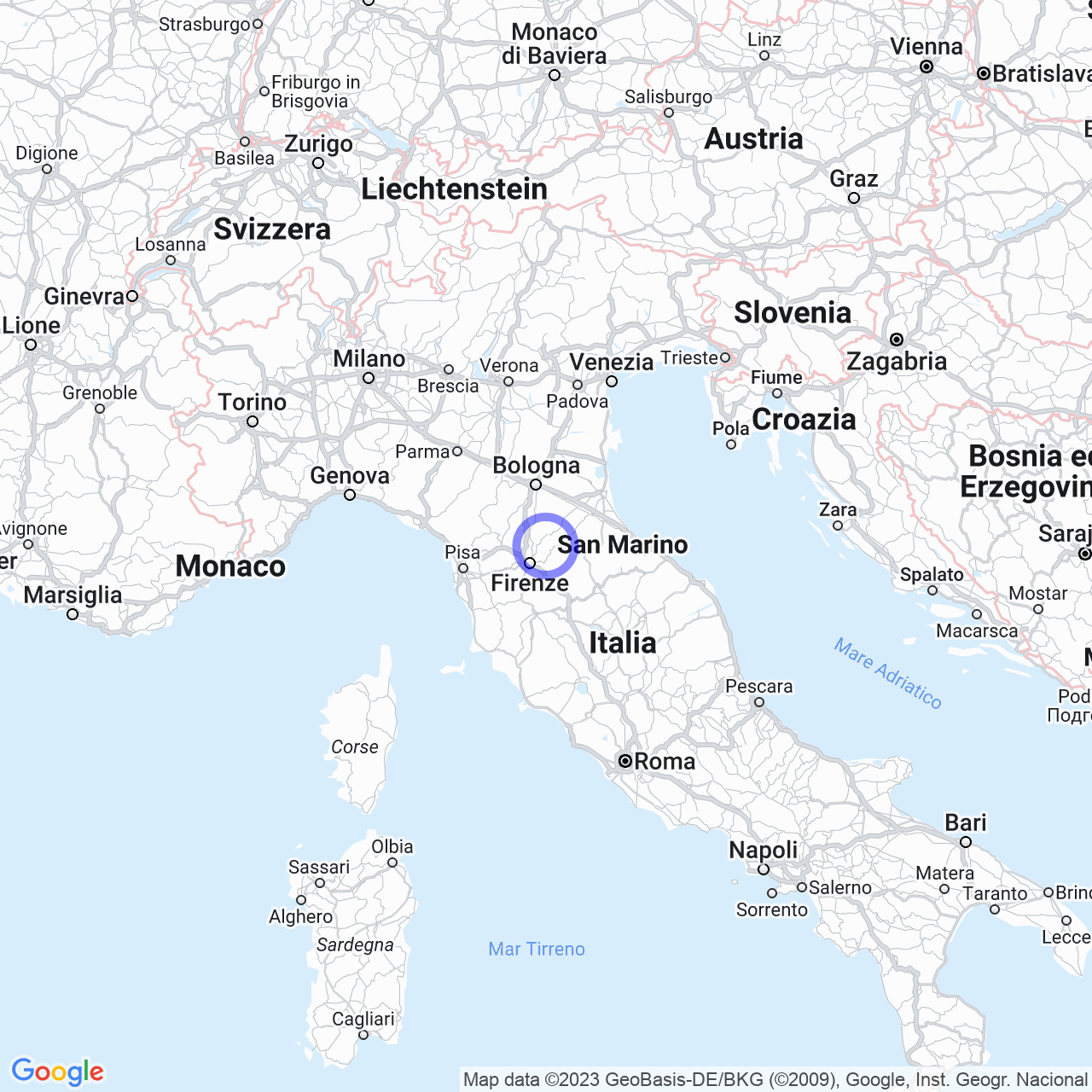 Mappa di Pilarciano in Vicchio