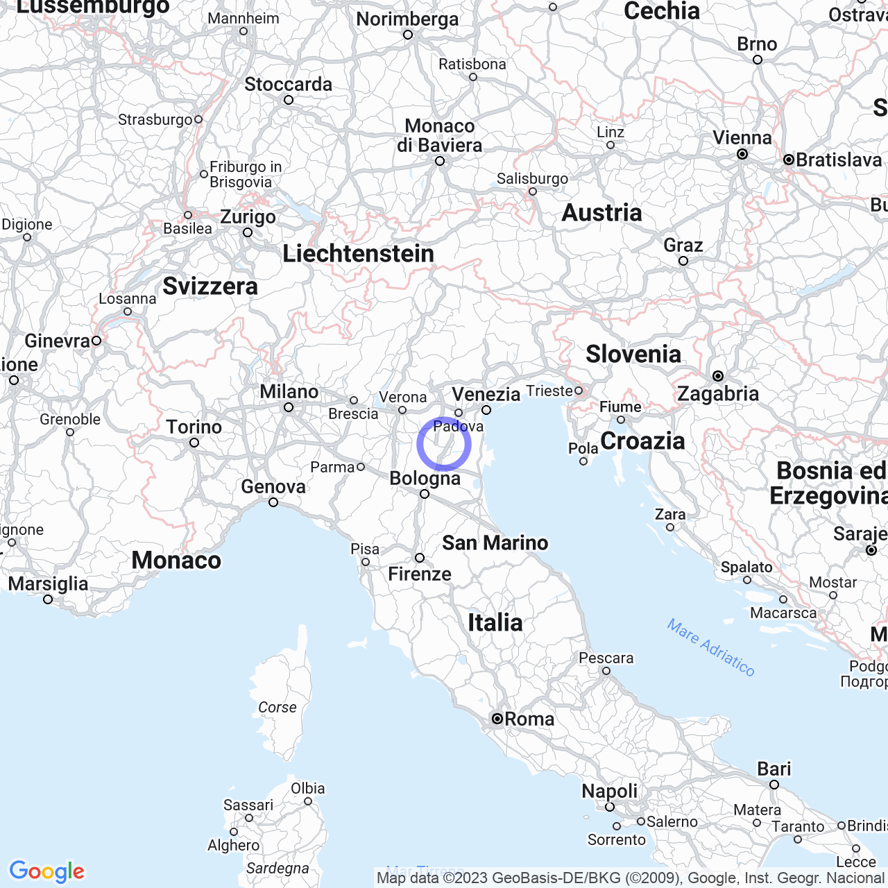 Mappa di Bornio in Villanova del Ghebbo