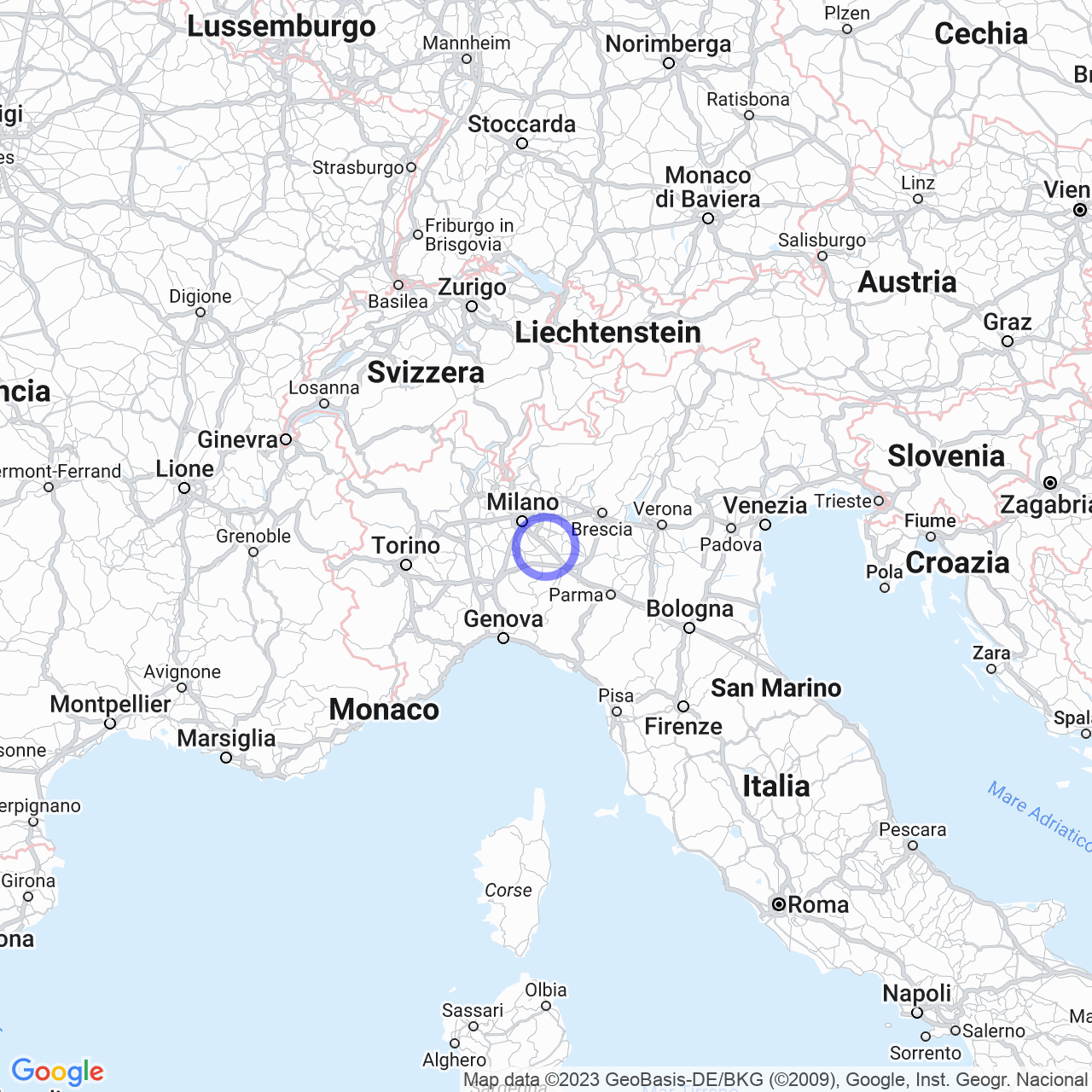 Mappa di Località Cascinetta in Villanova del Sillaro