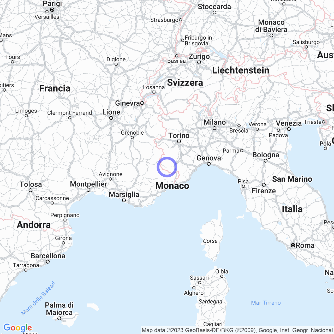 Mappa di Neraissa Inferiore in Vinadio